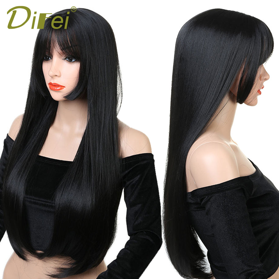 20 Inches Long Black Wigs